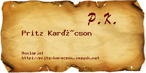 Pritz Karácson névjegykártya